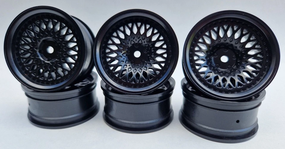 1/10 RC drift car wheel rims with offsets 3mm 6mm 9mm Black FM Mesh Spoke