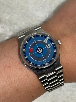 Steel Mystery Dial Zodiac Astro II 1970's Integrated Bracelet Vintage Watch