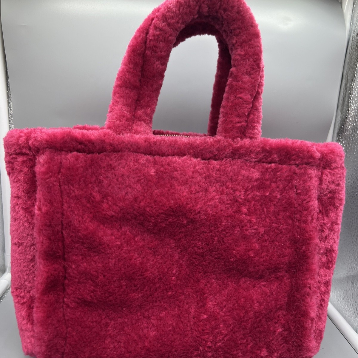 KATE SPADE Ella Bright Pink Faux Fur Shearling Small Bag Crossbody