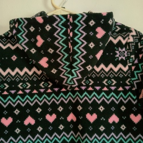 Children's Place Girl's Poly Fleece Hooded Pullover Black/Multi Print Sz XXL- 16 - Picture 5 of 8
