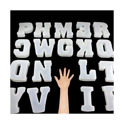 ESEDAGE 6 inch 26 Pack English Letter Mold Alphabet Mold Silicone Letter Mold...