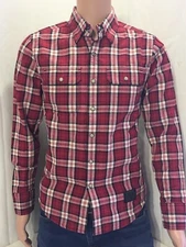 HARLEY-DAVIDSON MENS SHIRT RED PLAID LONG SLEEVE POCKET EMBROIDERED LOGO SMALL