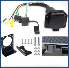 Flat 4 Pin to 7 Way Blade RV Trailer Plug Adapter Tow Truck Light Wire Connector