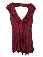 Free People It Takes Two Wrap Dress Womens S Floral Cutout Back Plum Combo NEW