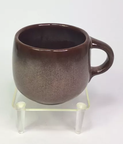 Vintage Frankoma Pottery Lazy Bones Brown Flat Cup Mug Art Pottery Dinnerware