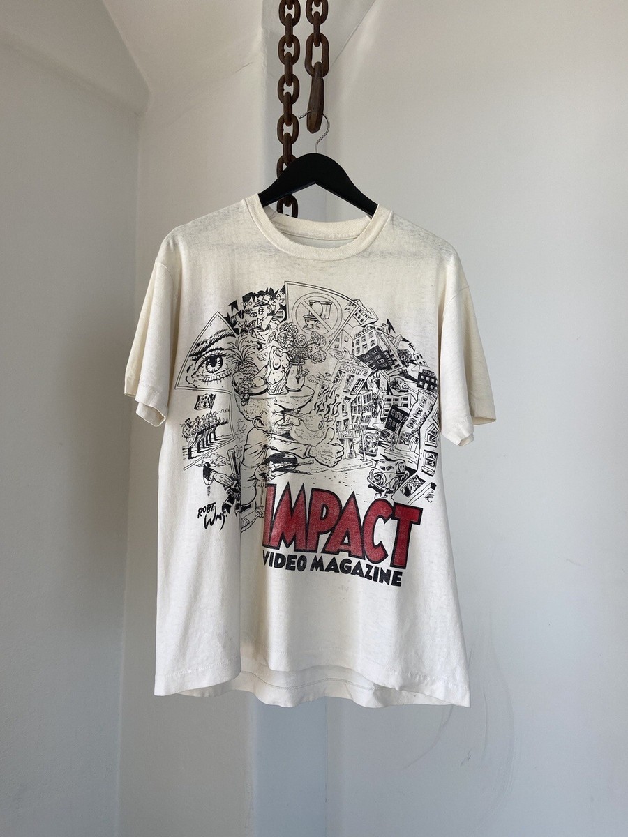 Vintage IMPACT Video magazine Graphic White T-Shirt Robert 