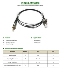 LASER TREE MultiMode Fiber Coupled Laser Diodes 638nm/660nm/685nm/780nm
