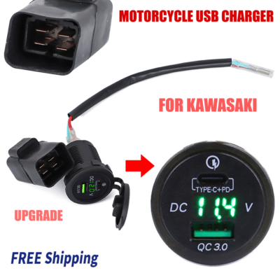 Cargador USB Dual Con Relé Para Motocicleta, Accesorios Para Kawasaki Versys 650, 1000, X300, 300X, KLE 1000, KLE650, Ninja 400, Ninja 650