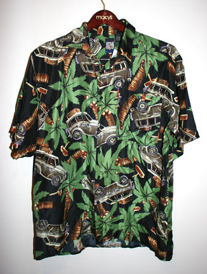NEW Mens Montage Tropics 100% Silk Hawaiian / Safari Trip Shirt Large L
