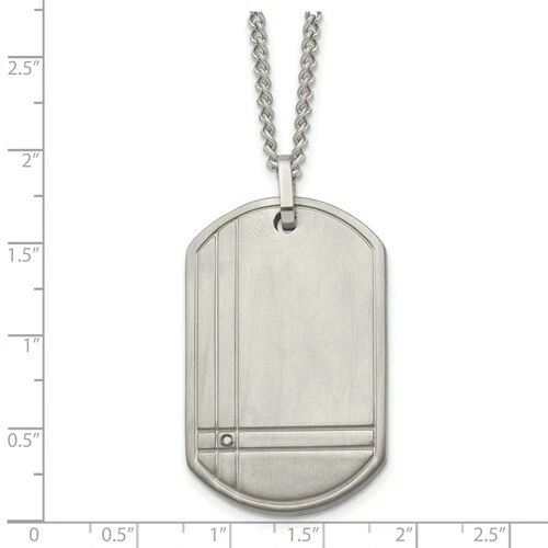 *BRAND NEW* Chisel Grey Titanium w/ Diamond Brushed Dog Tag Necklace TBN105-22 - Image 4 of 4