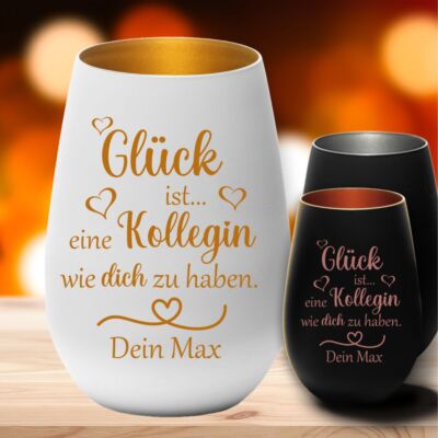 Windlicht Glück ist eine Kollegin wie dich zu haben mit Gravur Geschenk Kollegen