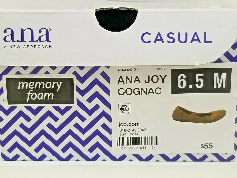 Zapatos planos de ballet a.n.a para mujer flexibles Joy coñac con espuma viscoelástica talla 6,5 M Foto 4 de 4