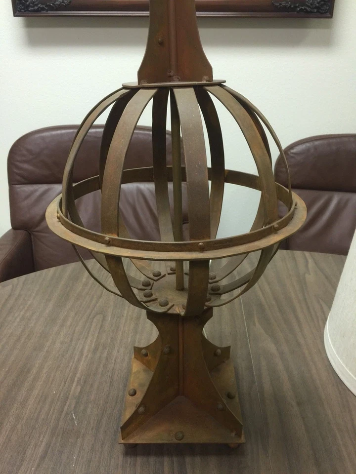 Vintage Rustic Iron Metal Orbit Globe 1-light Accent Table Lamp, 26" Tall, 11" W - Image 4 of 4
