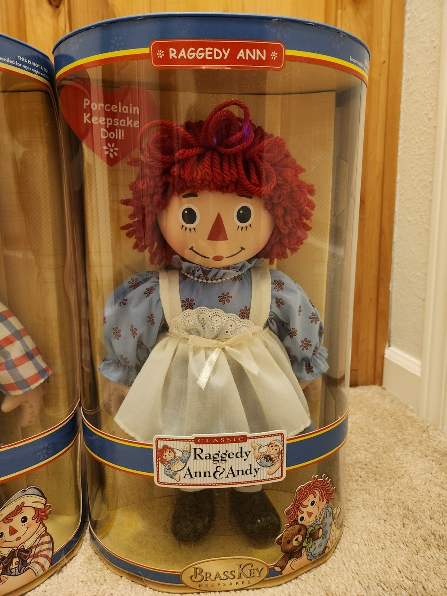 2004 Brass Key Raggedy Ann and Andy Porcelain Dolls In Original