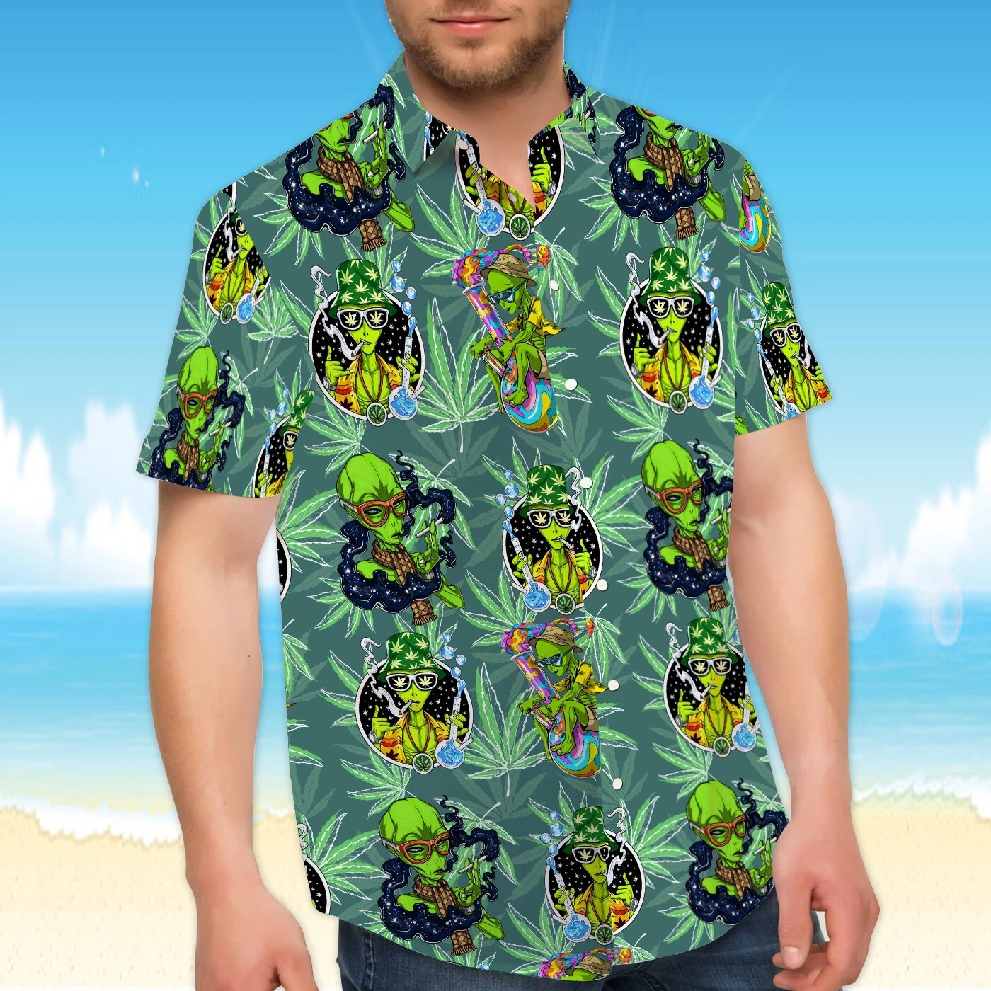 Alien Cannabis Tropical Hawaiian Shirt