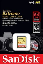 Sandisk 64G extreme V10 4K Ultra HD SD card for Panasonic Lumix GX85 GX8 camera