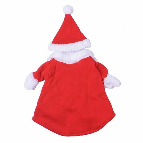 Christmas Santa Claus Costume Dog Cat Suit with Cap Warm Coat Animal Pet Clothes - 第 11/12 張圖片