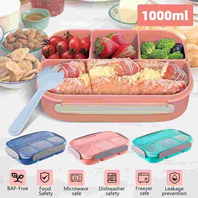 1L Lunch Bento Box lunch Boxes for School Toddler/Adults w/ 4 Compartments&Fork
