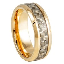Tungsten Ring Band Yellow Gold Tone IP Plated High Polished For Men Women