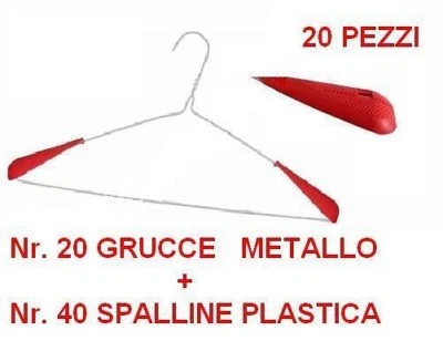 Grucce Metallo camicie 20 pz con spalline plastica anti piega/scivolo Lavanderie