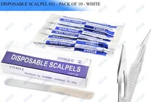 STERILE DISPOSABLE SCALPELS #11 - 10 PCS SINGLE USE-DENTAL,SURGICAL,DERMAPLANING