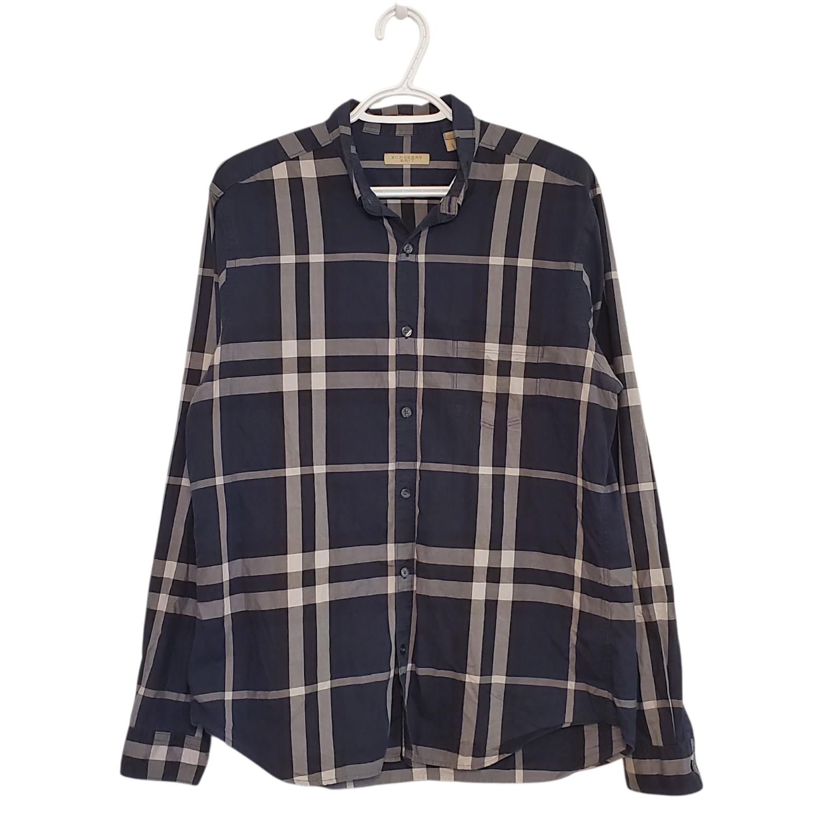 Burberry Brit Nova Check blue long sleeve button up shirt size L