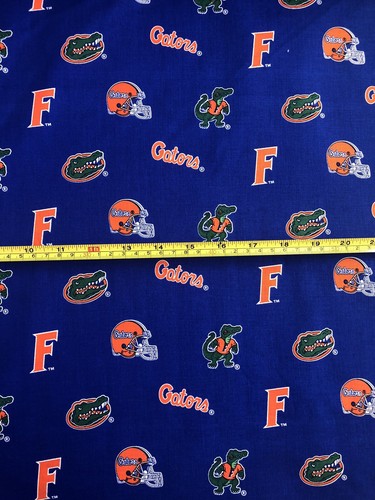 BTY Yards NCAA FL Florida Gators all over 100% Cotton Collage Football Blue - Picture 2 of 2