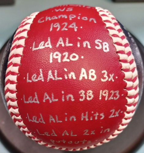 HAND PAINTED SAM RICE HOF 1963 STATISTICS BASEBALL WASHINGTON SENATORS - Picture 8 of 9