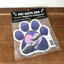 Pet Gifts USA, Car Fridge Magnet Pedigrees Dog Paw Purple Pink Heart FP005, NEW
