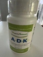 Power By Naturals ADK Vitamin Supplement Vitamin A D3 K2 60 Capsules Exp 1/2027