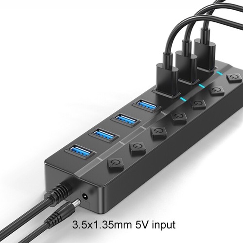 Highly Speed 7Port USB 2.0 Hub with Independent Switches for PC Laptop - Photo 2/24