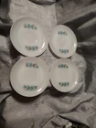 Vintage Fire King White Milk Glass Bonnie Blue Flowers  Saucer  Lot Of 4