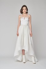 Alexandra Grecco Presley 2 Wedding Dress Tea Train Ivory Silk Modern USA