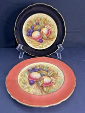 AYNSLEY ORCHARD 7.25” PLATES FINE BONE CHINA VINTAGE Signed D. Jones Set/2