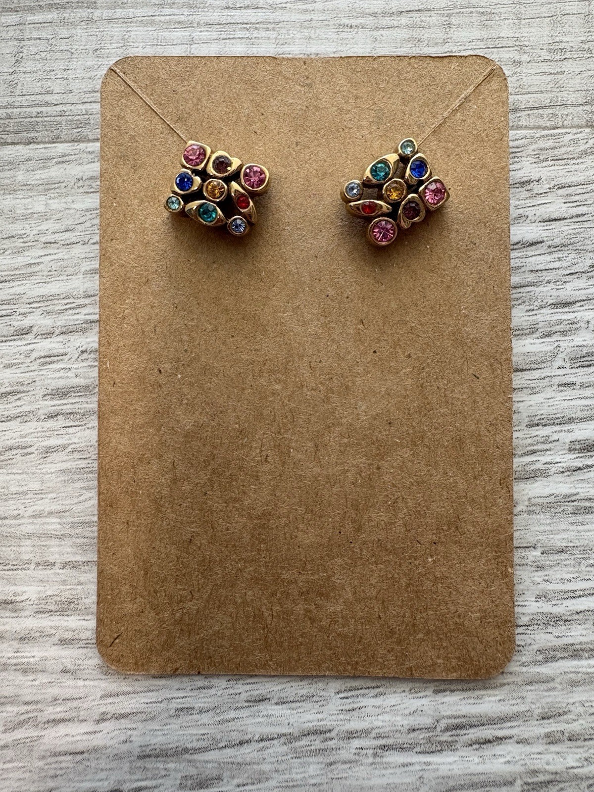 Gold Large Statement Earrings With Multi-Color Bl… - image 4