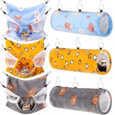 6 Pcs Rat Hammock Set Ferret Hanging Tunnel 3 Tier Guinea Pig Hammocks Hideou...
