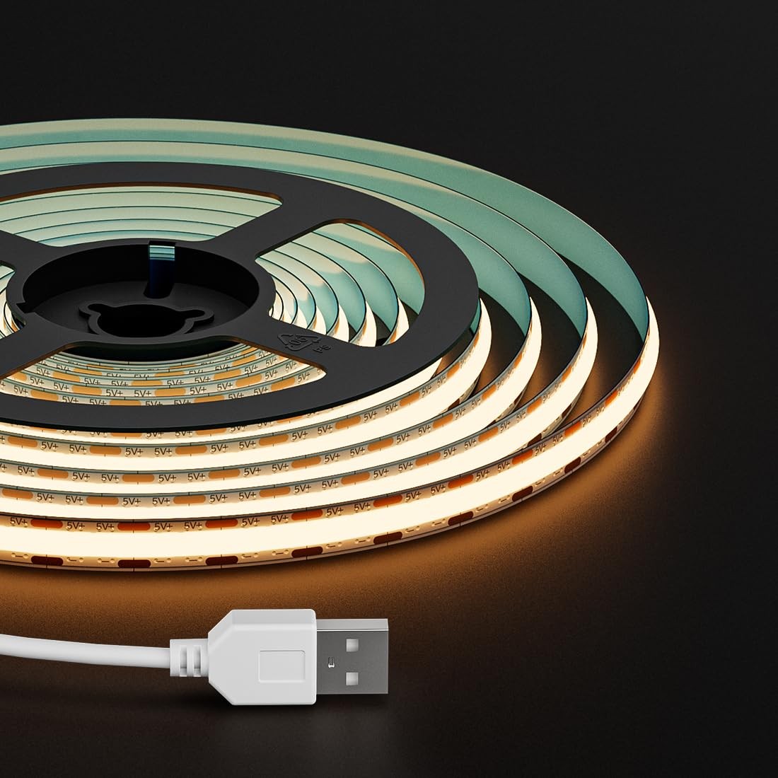 Bande LED COB USB 1m blanc chaud 3000k avec ruban FOB dimmable DC5V