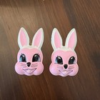 Easter Bunny Cake Topper Head Plastic Mold Bakery Pop Tops 3" SET OF 2- VINTAGE