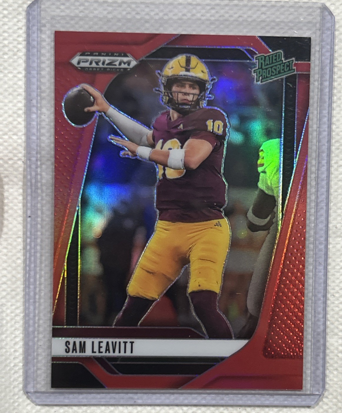 2025 Panini Prizm Draft Sam Leavitt Red /399 Rated Prospect Arizona State