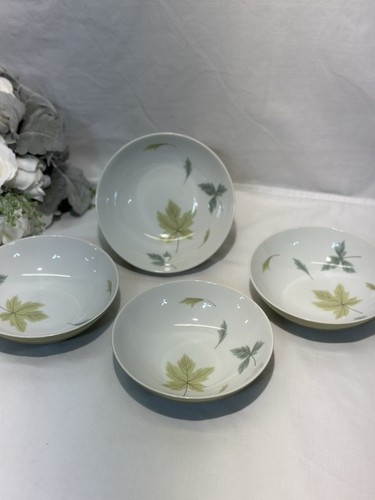 Set Of 4 Vintage Mikasa Elite Windfall Soup Bowls Japan 5466-G Olive Green 6.5”