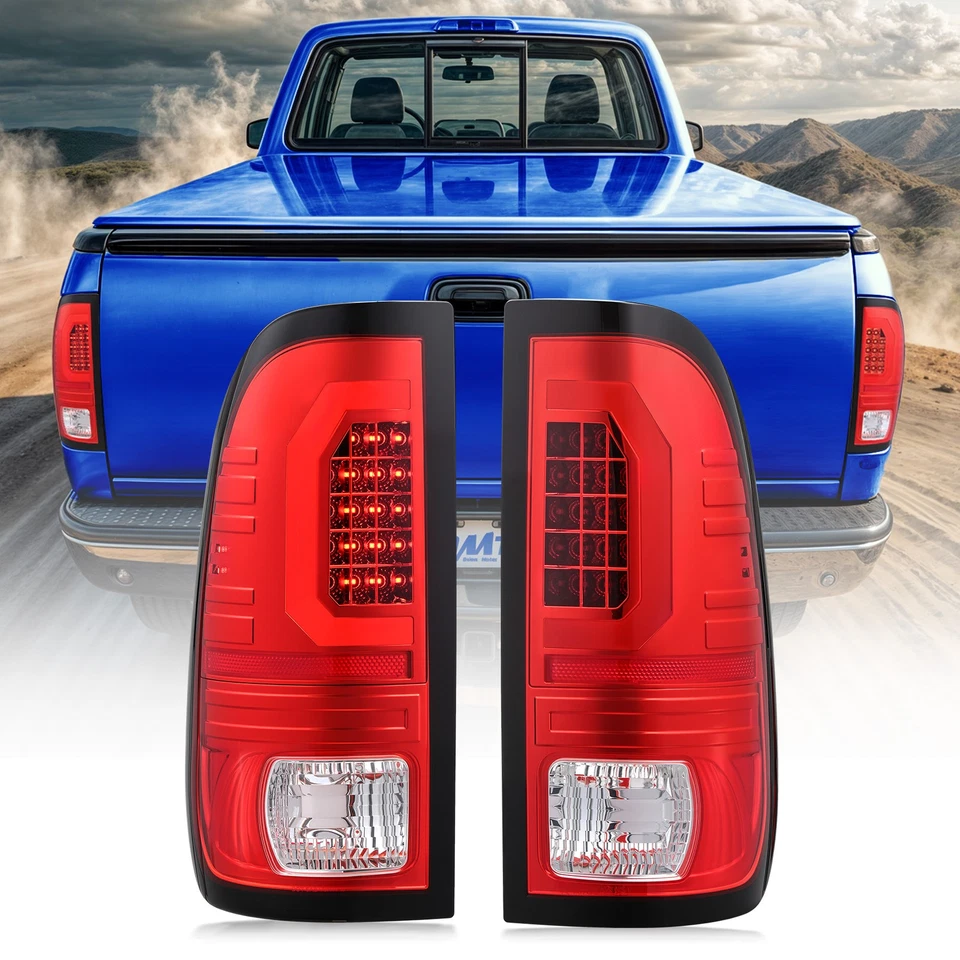 Tail Lights fit 1997-2003 Ford F150 99-07 F-250 F250  F350 LED Tube Brake Lamps - Image 2 of 2