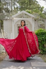 Skyview Fashion Damen Indisches Hochzeit-Set Salwar Kameez Cotton Pink