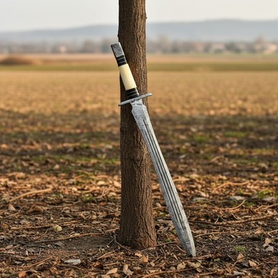 Hand Forged Damascus Steel Battle Ready Viking Sword With Sheath, Medieval Style