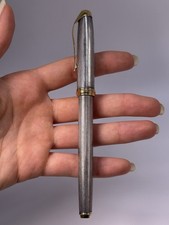 Vintage Cross 925 Sterling Silver Fountain Pen 18K 750 Gold M Nib Gold Trim