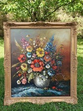 Ölgemälde Barockrahmen Stilleben Ölbild Leinwand Blumen