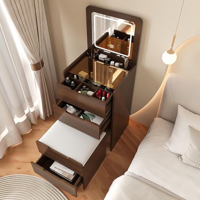 3 in 1 Vanity Desk with Mirror and Lights,Small Make Up Vanity Set with Visible