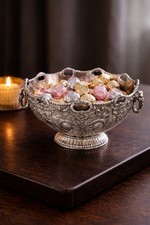 Vintage Ornate Silverplate Footed Bowl Ring Handles Regency 5”