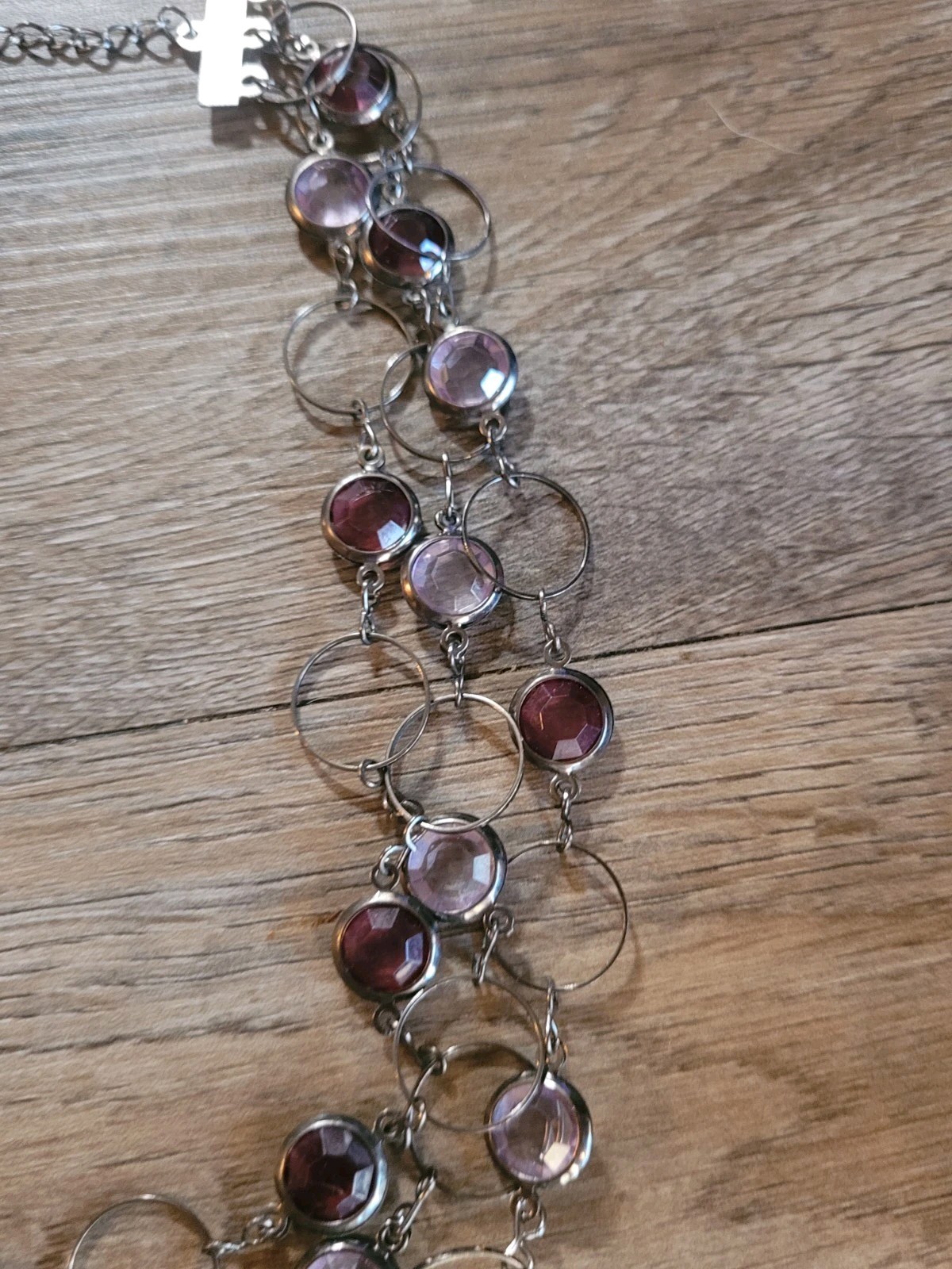 Multi Strand Multi Shape Purple Bezel Set Necklac… - image 4