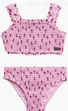 AVA  YELLY Nordstrom Girls Size 5 Pink Smocked Two Piece Cherry Print Bikini