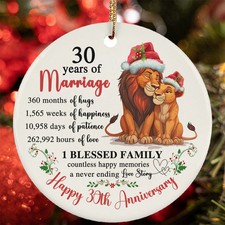 30 Years Of Marriage Ornament Happy 30th Anniversary Lions Love Christmas Gifts